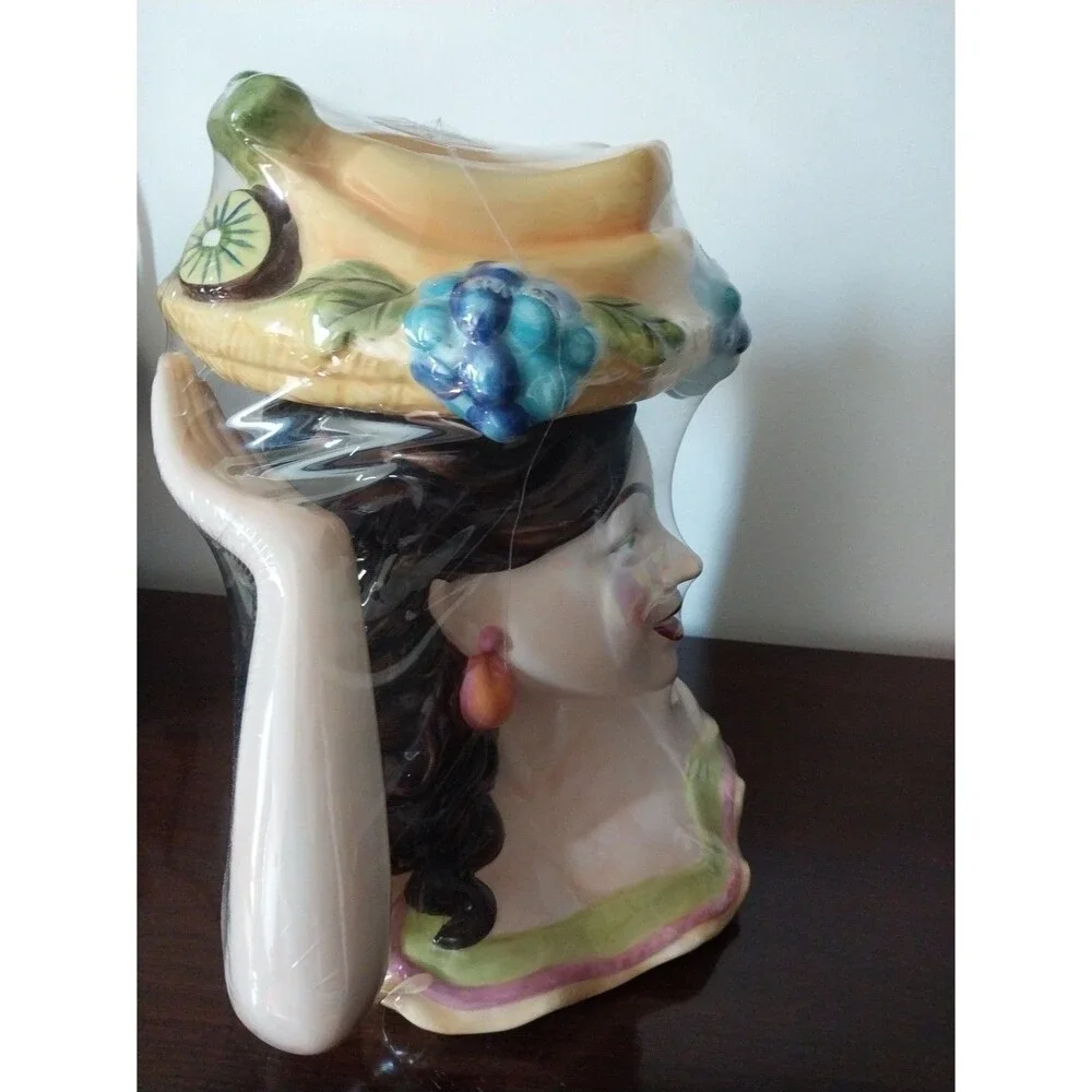 Rare Carmen Miranda Tropical Lady Ceramic Cookie Jar Fruit Hat Original Unopened